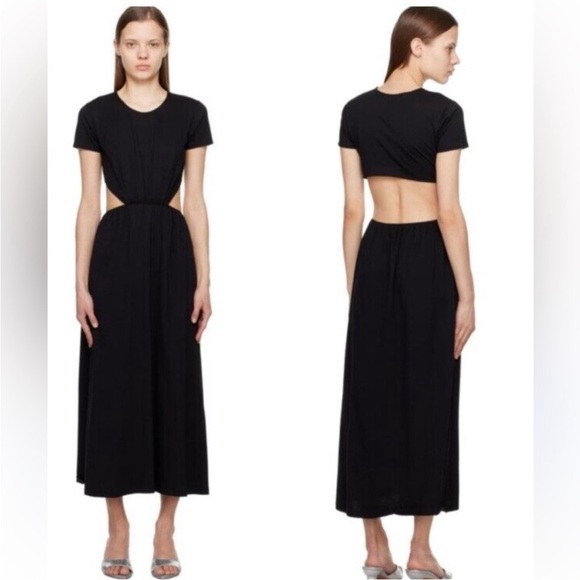 Loulou Studio Dresses & Skirts - Loulou Studio Black Seram Cotton Midi Dress with Cut-Out Back Large